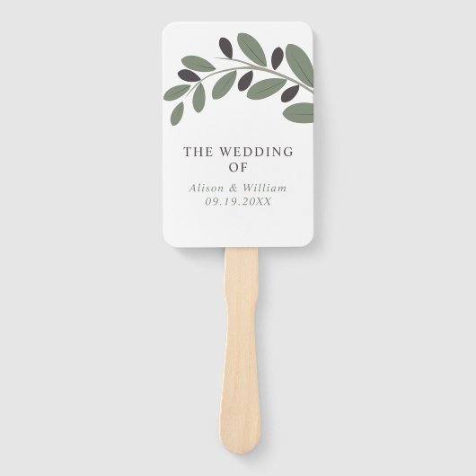 Éventail Olive branche Méditerranée programme de mariage de (Devant)