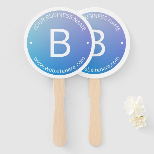 Éventail Ombre de fond bleu et violet avec texte modifiable (Devant et derrière)