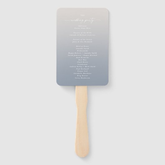 Éventail Ombre Ivory & Dusty Blue Mariage Ceremony Programm (Dos)