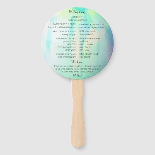 Éventail Opal Photo Wedding Programme (Dos)