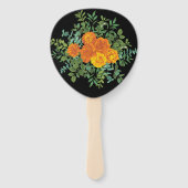 Éventail Orange & Black Gothique Peony & Rose Floral Mariag (Dos)