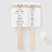 Éventail Orange Diamond Heart Wedding Programme (Devant et derrière)