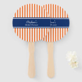 Éventail Orange et blanc avec Royal Blue Bride (Devant et derrière)