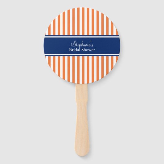 Éventail Orange et blanc avec Royal Blue Bride (Devant)