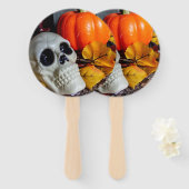 Éventail Orange et crâne (Devant et derrière)