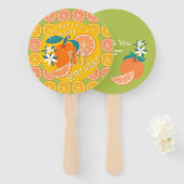 Éventail Orange Fruit Anniversaire Vert (Devant et derrière)