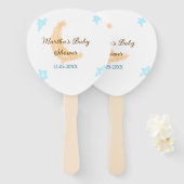 Éventail Orange lune bleu étoiles parties scintillant baby (Devant et derrière)