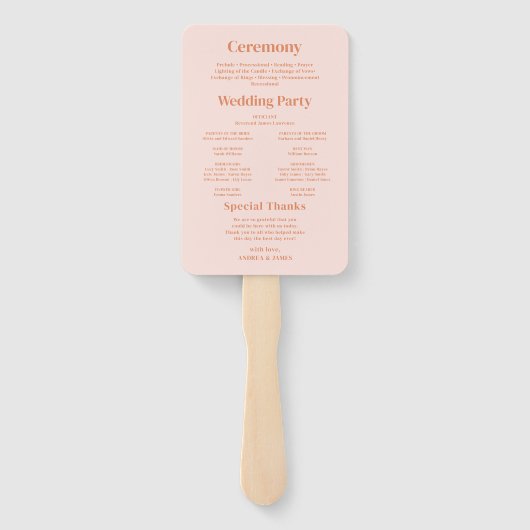 Éventail Orange Photo Boho Disco Wedding Programme (Dos)