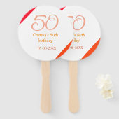 Éventail Orange red 50 birthday anniversary add name date p (Devant et derrière)