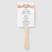 Éventail Orange Ribbon Silver Swan Wedding Programme Fans (Devant)