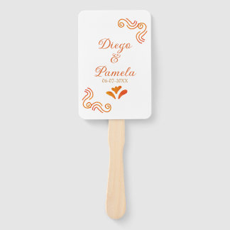 Éventail orange yellow rustic spanish wedding couple name