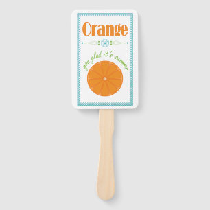 Éventail Orange You Glad C'est l'été avec la frontière bleu