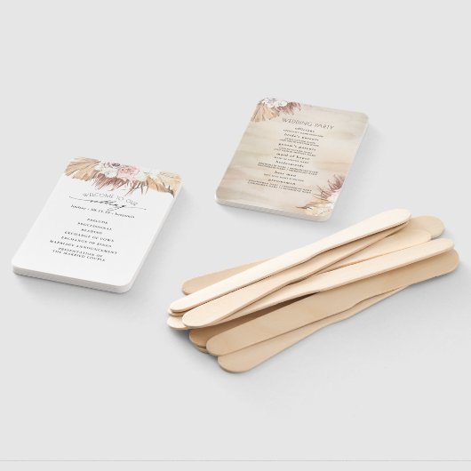 Éventail Orchidées et palmiers séchés Programme de mariage (Non-assemblé)