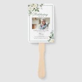 Éventail Ordre de service funèbre | Fleurs blanches d'eucal (Devant)