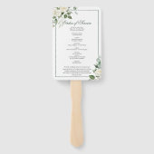 Éventail Ordre de service funèbre | Fleurs blanches d'eucal (Dos)