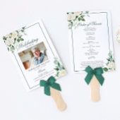 Éventail Ordre de service funèbre | Fleurs blanches d'eucal