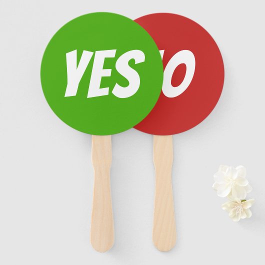 Éventail Oui / Non jeu vert vif quiz rouge signales (Devant et derrière)