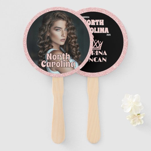 Éventail Pack 10 du rose Gold Glitz Pageant Fan Waver (Devant et derrière)