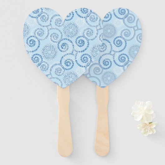 Éventail Paddle Fan Blue Pearls (Devant et derrière)