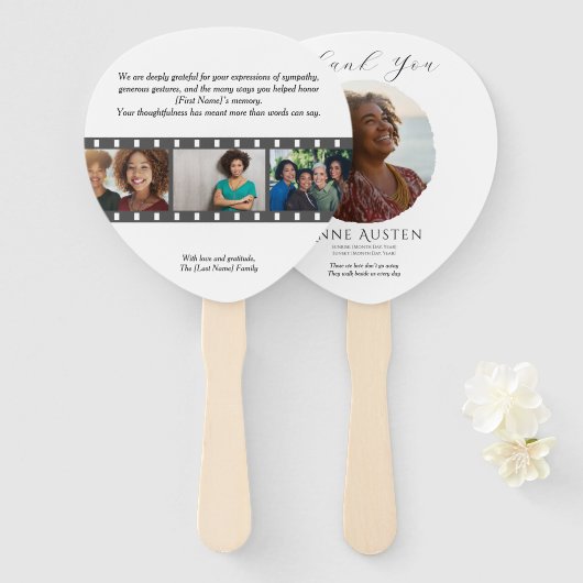Éventail Paddle Funeral Hand Fan – Rounded Corners (Devant et derrière)