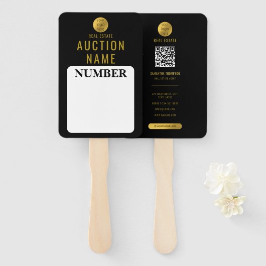 Éventail Pagaie d'enchère immobilière professionnelle (Devant et derrière)