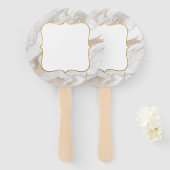 Éventail Pagaie d'enchères marbrée blanc et or (Devant et derrière)