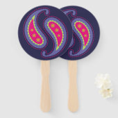 Éventail Paisley violet rose (Devant et derrière)
