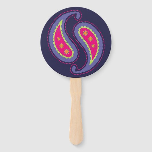 Éventail Paisley violet rose (Devant)