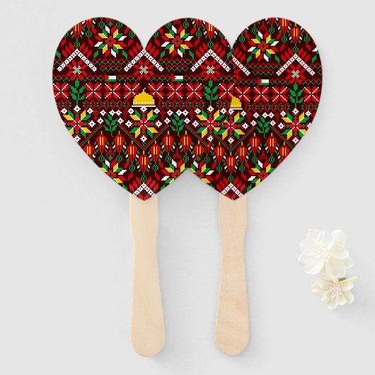 Éventail Palestine Tatreez Broderie traditionnelle (Devant et derrière)
