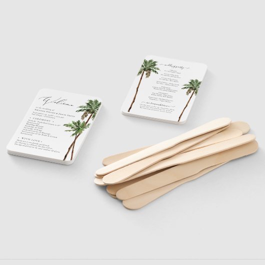 Éventail Palm Tree Tropical Minimal Beach Wedding Programme (Non-assemblé)