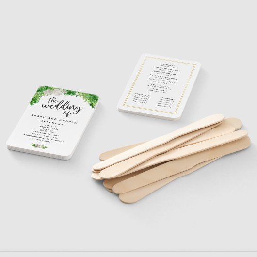 Éventail Palm tropical Feuilles & programme de mariage vert (Non-assemblé)