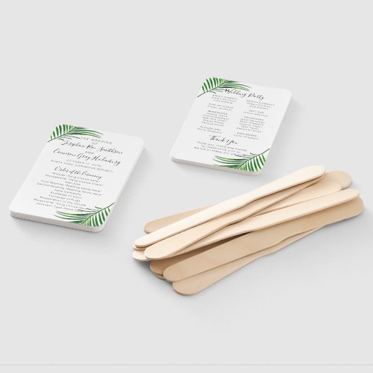 Éventail Palm Tropical Greenery Beach Wedding Programme (Non-assemblé)