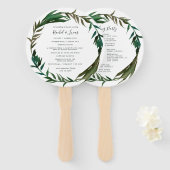 Éventail Palm Wreath Wedding Programme (Devant et derrière)