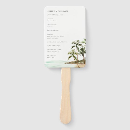 Éventail Palmiers tropicaux Programme de mariage de sable d (Devant)