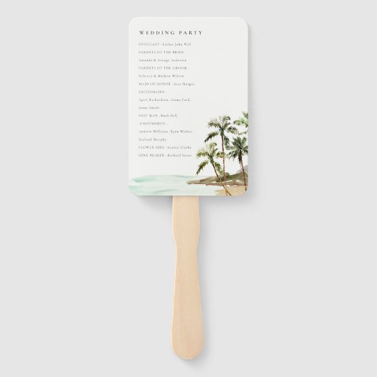 Éventail Palmiers tropicaux Programme de mariage de sable d (Dos)