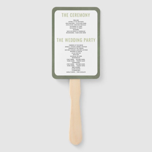 Éventail Pampas de palme séché programme de mariage vert he (Dos)