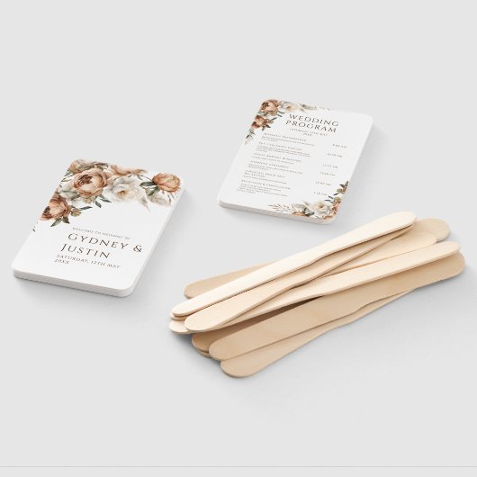 Éventail Pampas Floral Pâtes Rustiques Programmes de mariag (Non-assemblé)