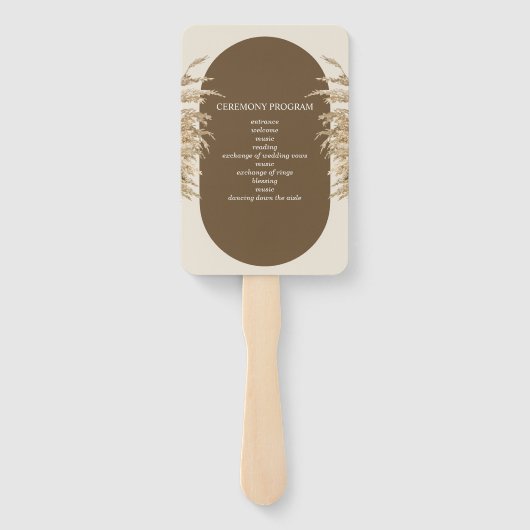 Éventail Pampas Grass Earthy Bohemian Wedding Programme (Dos)