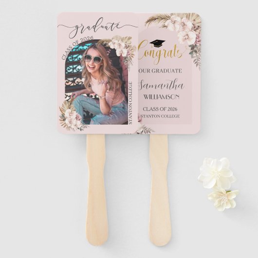 Éventail Pampas Grass Orchid Floral Arch Graduation (Devant et derrière)