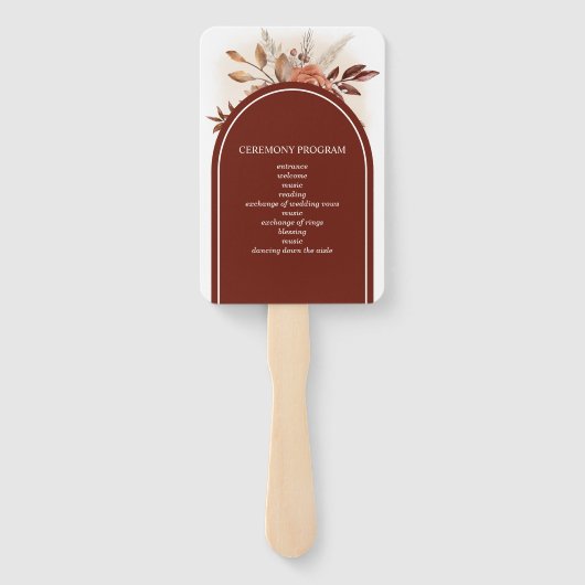 Éventail Pampas Grass Terracotta Floral Wedding Programme (Dos)