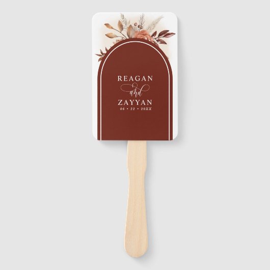 Éventail Pampas Grass Terracotta Floral Wedding Programme (Devant)