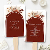 Éventail Pampas Grass Terracotta Floral Wedding Programme