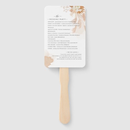 Éventail Pampas Grass Terracotta Foliage Wedding Programme (Dos)