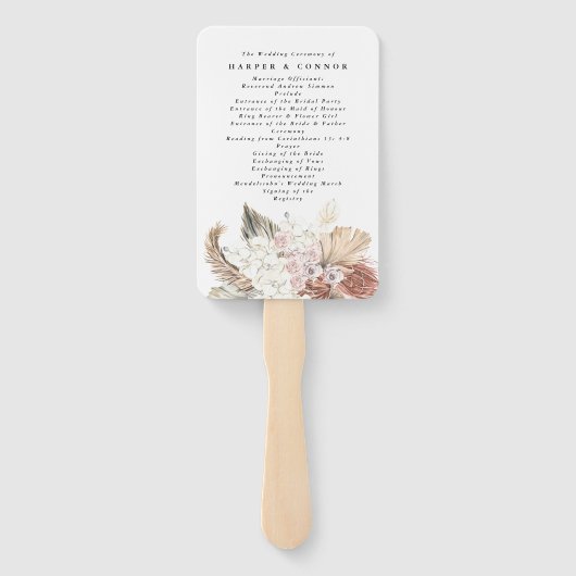 Éventail Pampas Grass Tropical Jungle Wedding Programme (Dos)