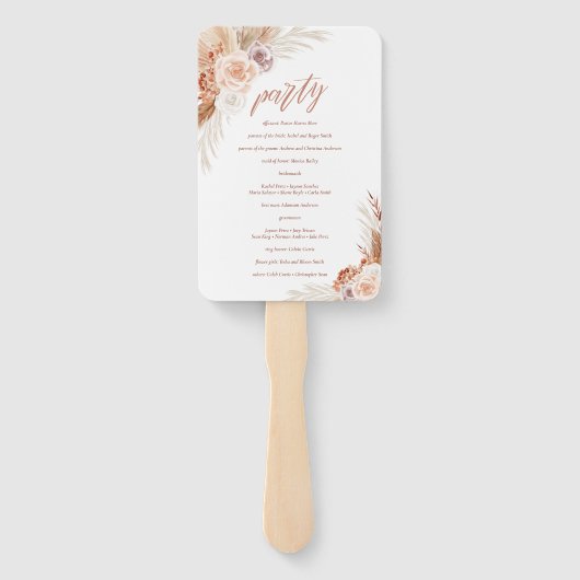 Éventail Pampas Rose Muted Pampas Terracotta Palm Wedding P (Dos)
