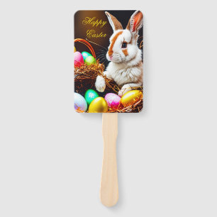 Éventail Panier et oeufs de lapin de Pâques