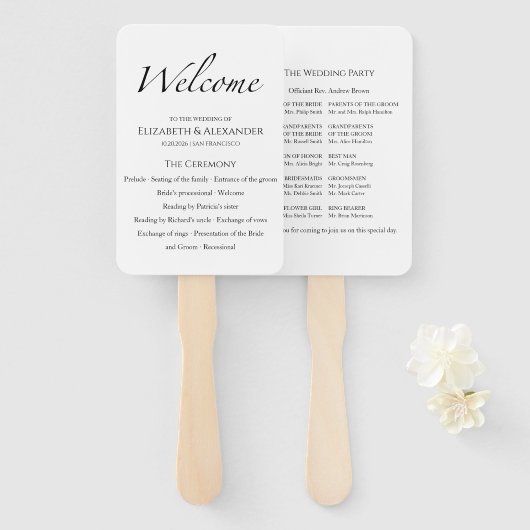 Éventail Panneau de bienvenue du programme de cérémonie noi (Devant et derrière)