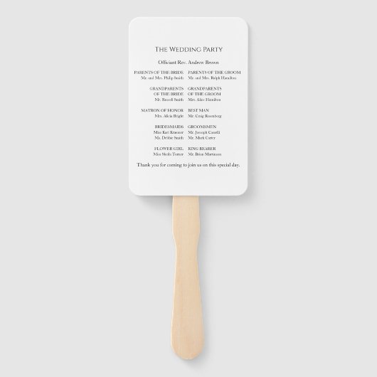 Éventail Panneau de bienvenue du programme de cérémonie noi (Dos)