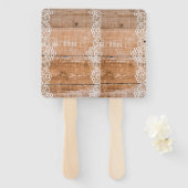 Éventail Panneau En Bois Clair Avec Dentelle Blanche (Devant et derrière)