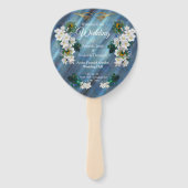 Éventail Paons métalliques bleu-vert sur soie vert émeraude (Devant)